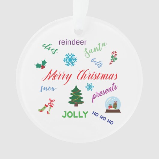 Spaß Weihnachten Word Cloud Design Ornament (Vorderseite)