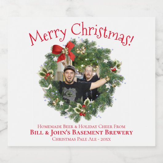 Spaß Weihnachts-Kranz Bilderrahmen Zuhause Brew Bierflaschenetikett (Einzelnes Label)