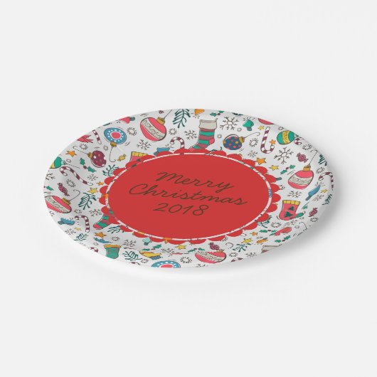 Spaß Weihnachts Print Party Teller (Schrägansicht)