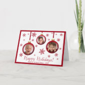 Spaß Weihnachtsball Ornament 3 Foto Happy Holidays Karte (Vorderseite)