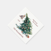 Spaß Weihnachtsbaum Dangling Cat Foto Serviette (Ecke)