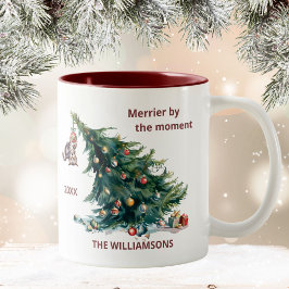 Spaß Weihnachtsbaum Dangling Cat Personalize Zweifarbige Tasse