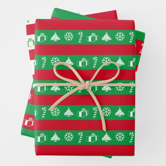 Spaß Weihnachtsbaum, Schneeflocke, Candy Cane, Geg Geschenkpapier Set (Beispiel)