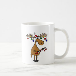 Spaß-Weihnachtselche mit Zuckerstange und Kaffeetasse