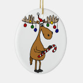 Spaß-Weihnachtselche mit Zuckerstange und Keramikornament (Rechts)