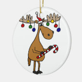 Spaß-Weihnachtselche mit Zuckerstange und Keramikornament (Links)