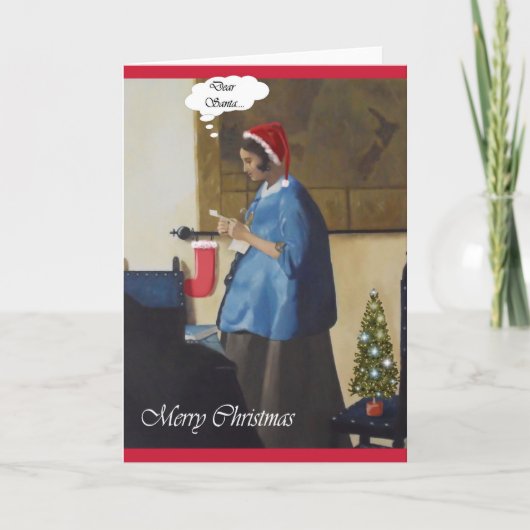 Spaß-Weihnachtskarte Vermeer Art Feiertagskarte (Vorderseite)