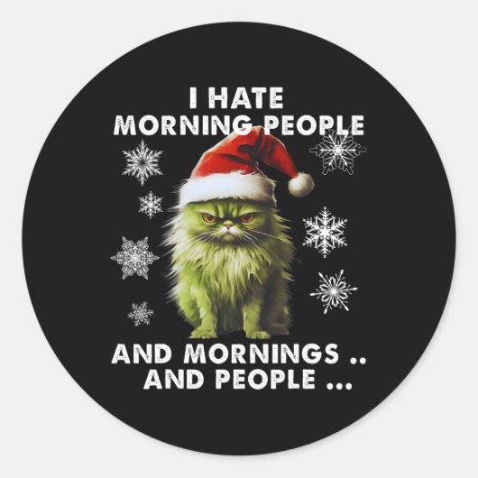 Spaß Weihnachtskostüm - Ich hasse Morgenmenschen - Runder Aufkleber (Vorderseite)