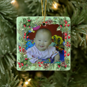 Spaß Weihnachtskranz Foto Rahmen Keramikornament