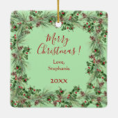 Spaß Weihnachtskranz Foto Rahmen Keramikornament (Rückseite)