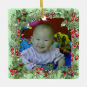 Spaß Weihnachtskranz Foto Rahmen Keramikornament (Vorderseite)