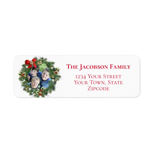 Spaß Weihnachtskranz Foto Rahmen Rücksendeadresse (Vorne)