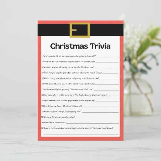 Spaß Weihnachtsspiel - Nicht bearbeitbar - Einladung (Stehend Vorderseite)