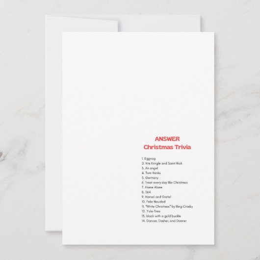 Spaß Weihnachtsspiel - Nicht bearbeitbar - Einladung (Rückseite)