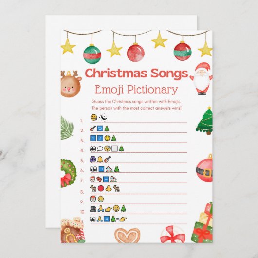 Spaß Weihnachtsspiel - Nicht bearbeitbar - Einladung (Vorne/Hinten)