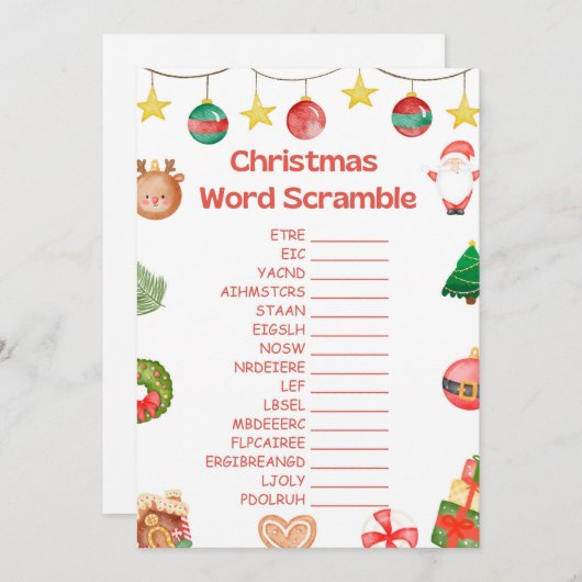 Spaß Weihnachtsspiel - Nicht bearbeitbar - Einladung (Vorne/Hinten)