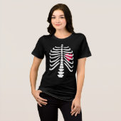 Spaß-weiße Skeleton Rippen-Knochen u. Herz Tri-Blend Shirt (Vorderseite voll)