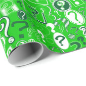 Spaß-weißes und grünes Muster der Fragezeichen Geschenkpapier (Rolleneckpunkt)