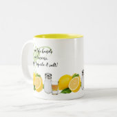 Spaß, wenn das Leben Ihnen Zitronen-Zitat übergibt Zweifarbige Tasse (Vorderseite Links)