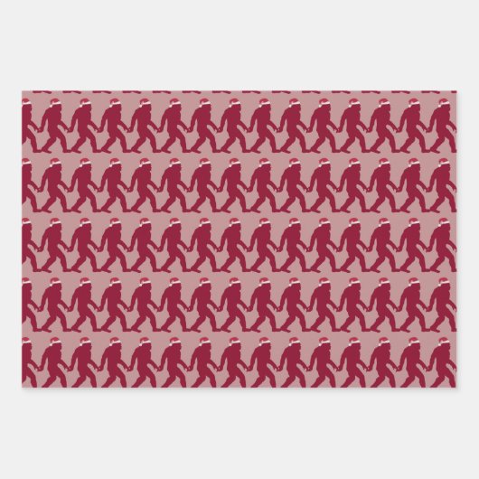 Spaß & Whimsical Bigfoot Santa in blau, grün, rot Geschenkpapier Set (Vorderseite)