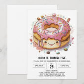 Spaß Whimsical Donuts Geburtstag Einladung (Vorne/Hinten)