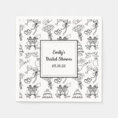 Spaß Whimsical Doodle Trendy Niedliches Brautparty Serviette (Vorderseite)