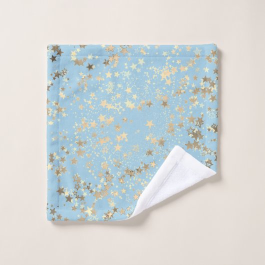 Spaß Whimsical Gold Stars auf Blue Personalisiert Badhandtuch Set (Waschlappen)