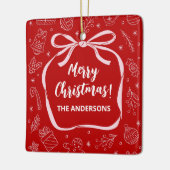 Spaß Whimsical Hand Drawn Bow Weihnachten Keramikornament (Links)