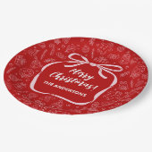 Spaß Whimsical Hand Drawn Bow Weihnachten Pappteller (Schrägansicht)