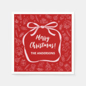 Spaß Whimsical Hand Drawn Bow Weihnachten Serviette (Vorderseite)