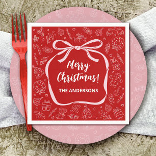 Spaß Whimsical Hand Drawn Bow Weihnachten Serviette