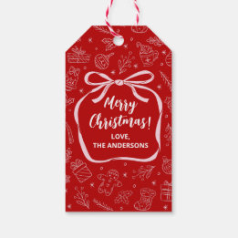 Spaß Whimsical Hand gezeichnet Weihnachtsfeiertag Geschenkanhänger