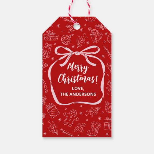 Spaß Whimsical Hand gezeichnet Weihnachtsfeiertag Geschenkanhänger (Rückseite)