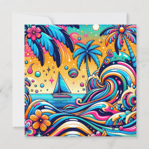 Spaß Whimsical Psychedelic Sailboat