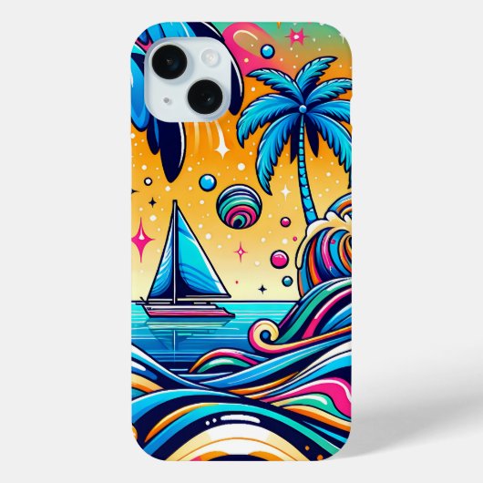 Spaß Whimsical Psychedelic Sailboat Case-Mate iPhone Hülle (Rückseite)