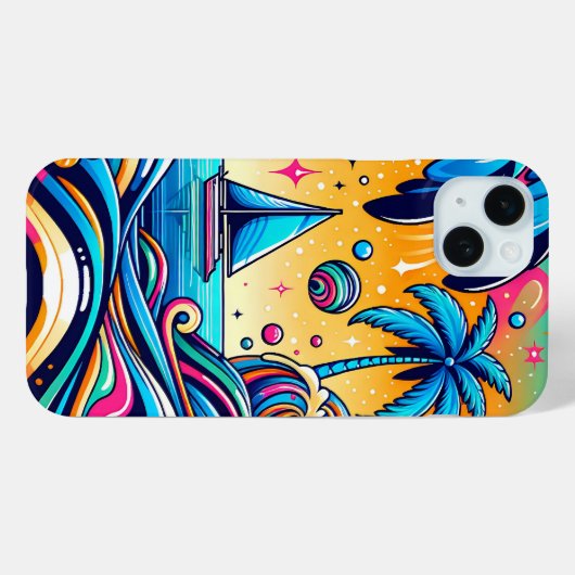 Spaß Whimsical Psychedelic Sailboat Case-Mate iPhone Hülle (Rückseite (Horizontal))