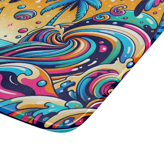 Spaß Whimsical Psychedelic Sailboat Schneidebrett (Ecke)