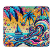 Spaß Whimsical Psychedelic Sailboat Schneidebrett (Vorderseite)