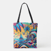 Spaß Whimsical Psychedelic Sailboat Tasche (Rückseite)