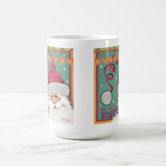 Spaß Whimsical Santa Girly Pink glauben Kaffeetasse (Mittel)