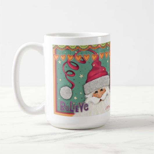 Spaß Whimsical Santa Girly Pink glauben Kaffeetasse (Links)