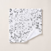Spaß Whimsical Silber Stars auf Weiß Personalisier Badhandtuch Set (Waschlappen)