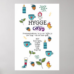 Spaß Wie man HYGGE Funny Cosy Folk Art Doodles SAY Poster
