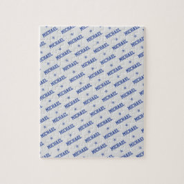 Spaß Wiederholung Name mit Sternen Blau & Grau Puzzle