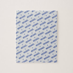 Spaß Wiederholung Name mit Sternen Blau & Grau Puzzle
