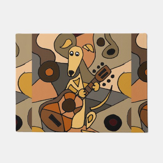 Spaß-Windhund-Hund, der Gitarren-moderne Kunst Fußmatte (Vorderseite)