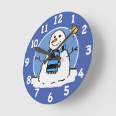 Spaß Winter Snowman Cartoon Design. Runde Wanduhr (Winkel)