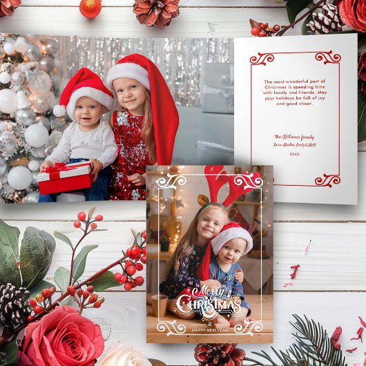 Spaß Wirble Weihnachtsbräune Frohe Weihnachten Fot Dreifach Gefaltete Karte