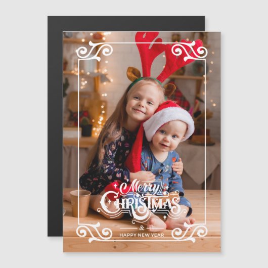 Spaß Wirble Weihnachtsbräune Frohe Weihnachten Fot Magnetkarte (Vorne/Hinten)