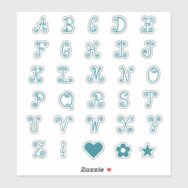Spaß Wirbler Aquamariner Schriftart Alphabet Initi Aufkleber
